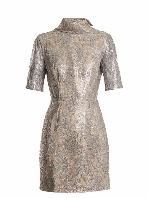 Emilia Wickstead - Pearl Floral-lace Mini Dress - Womens - Silver