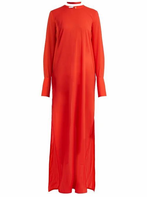 Summa - Round-neck Silk Maxi Dress - Womens - Red