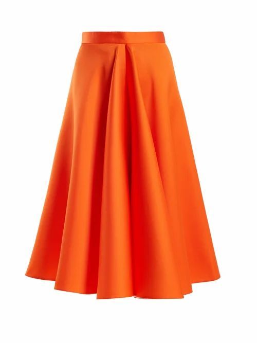 Maison Rabih Kayrouz - High-waisted Satin Full Skirt - Womens - Orange