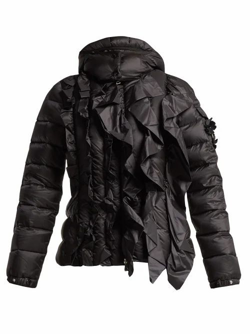 4 Moncler Simone Rocha - Darcy Ruffled Quilted Jacket - Womens - Black