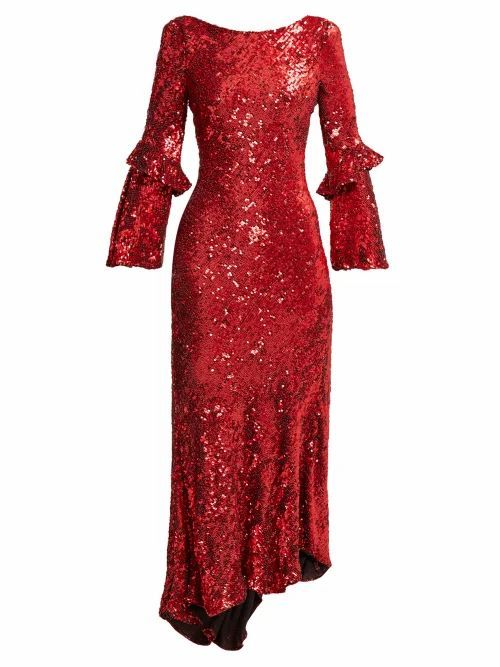 Maria Lucia Hohan - Polina Asymmetric Sequinned Dress - Womens - Red