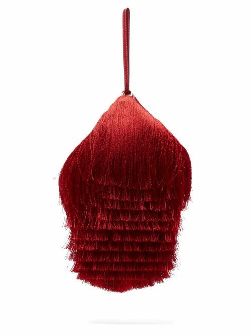 Hillier Bartley - Lantern Fringed Leather Clutch - Womens - Red