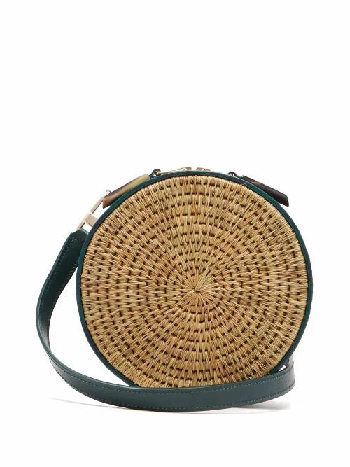 Khokho - Sindi Leather-trimmed Basket Bag - Womens - Dark Green Multi