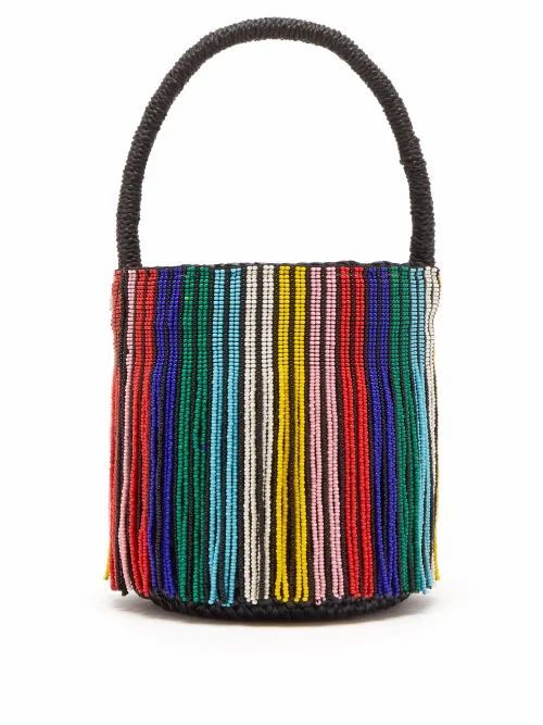 Sensi Studio - Tasseled Toquilla-straw Mini Bucket Bag - Womens - Black Multi