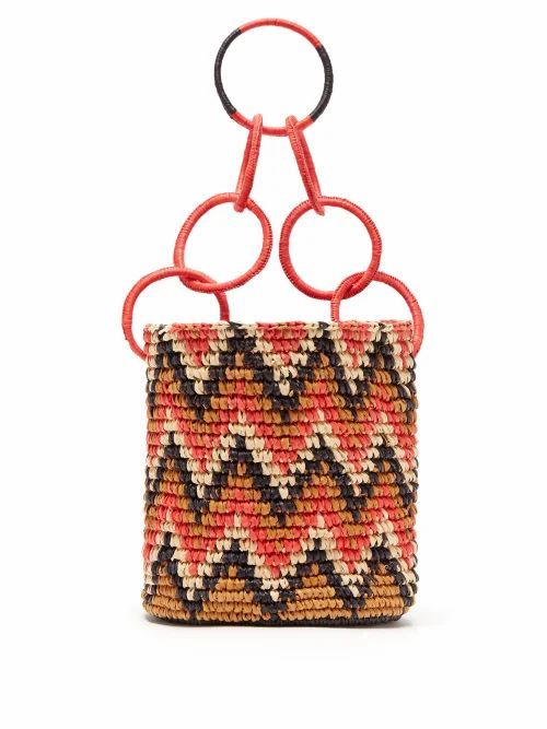 Sensi Studio - Print Toquilla Straw Basket Bag - Womens - Red Multi