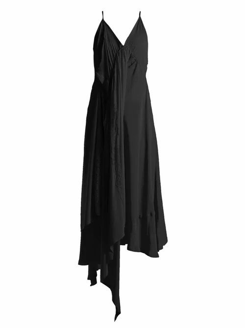 Balenciaga - Draped Silk-crepe Slip Dress - Womens - Black