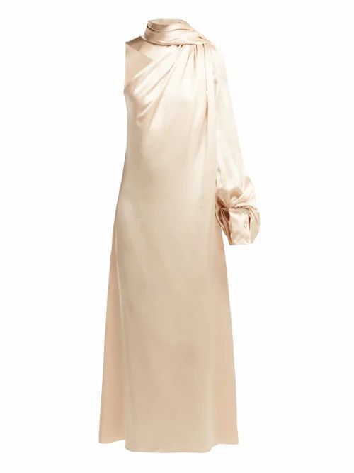Hillier Bartley - Draped Silk-satin One-shoulder Dress - Womens - Ivory