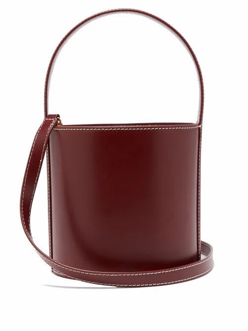 Staud - Bisset Leather Bucket Bag - Womens - Burgundy