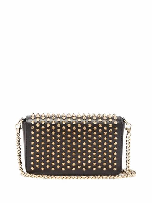 Christian Louboutin - Zoomi Studded Leather Clutch - Womens - Black Gold