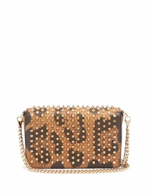 Christian Louboutin - Zoomi Leopard-print Leather And Spike Clutch - Womens - Leopard
