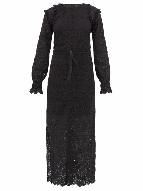 Sir - Amelia Broderie-anglaise Cotton Maxi Dress - Womens - Black