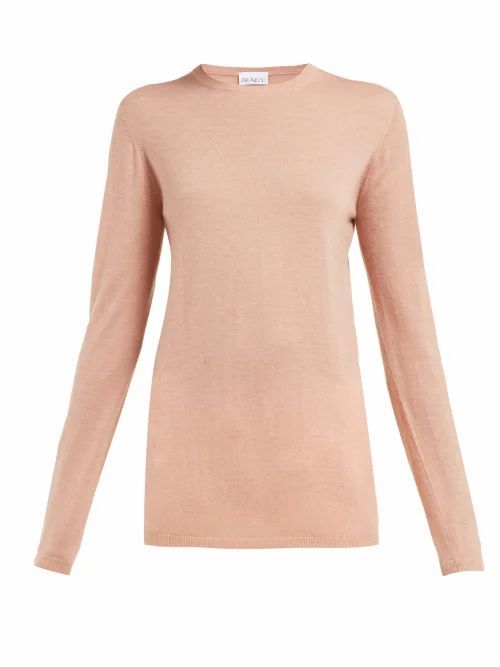 Long-line Fine-knit Cashmere Sweater - Womens - Pink