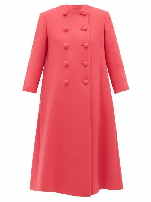 Gucci - Double-breasted Flared Wool Coat - Womens - Pink