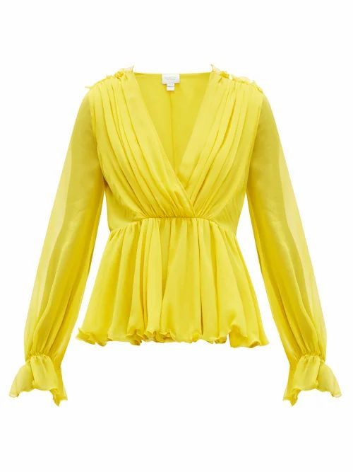 Giambattista Valli - Ruffled Silk Blouse - Womens - Yellow