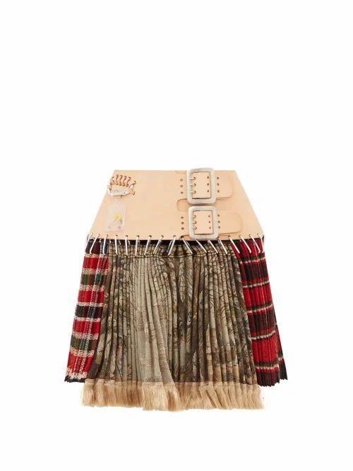 Chopova Lowena - Tartan Recycled-tapestry Mini Skirt - Womens - Green Multi