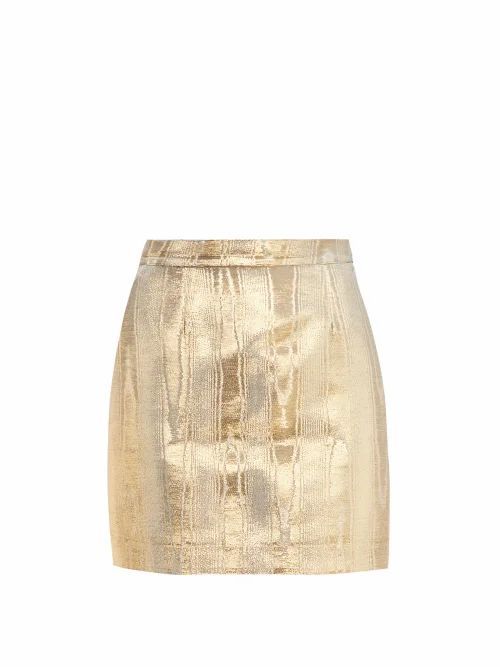 Racil - Gina Metallic Moire Mini Skirt - Womens - Gold