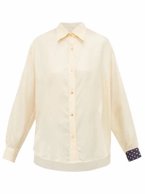 La Prestic Ouiston - Varenne Contrast-panel Silk-twill Shirt - Womens - Cream Multi
