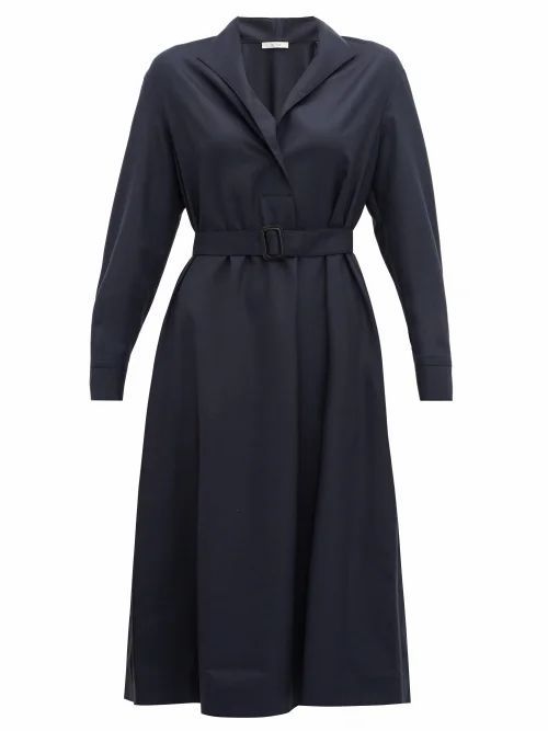 The Row - Tula Belted Wool Shirt Dress - Womens - Navy