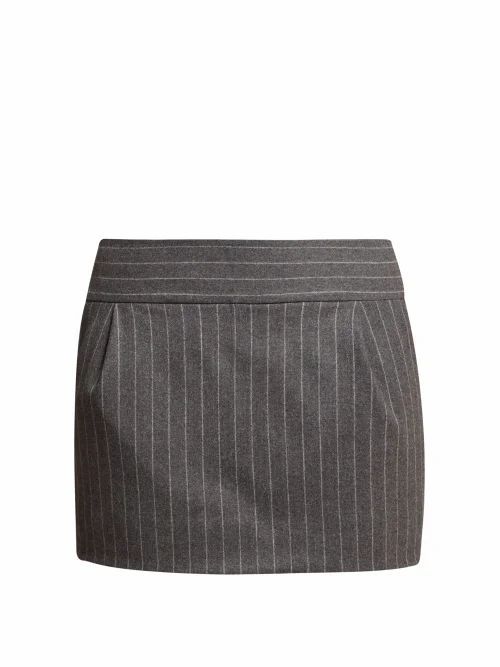 Alexandre Vauthier - Pinstriped Wool-blend Mini Skirt - Womens - Grey Multi