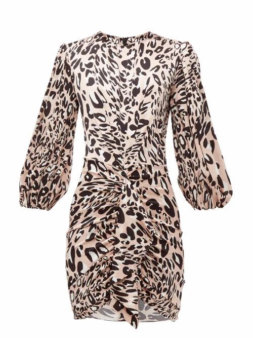 Leopard-print Stretch-silk Satin Mini Dress - Womens - Pink Print