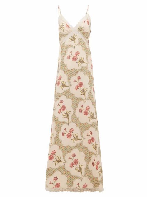 Brock Collection - Onorino Floral-print Cotton-blend Gown - Womens - Beige Multi