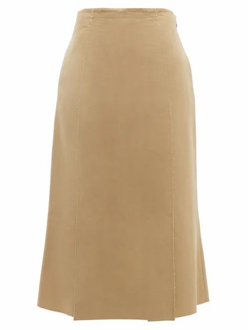 Brock Collection - Piettraluna Fluted-hem Cotton Skirt - Womens - Beige