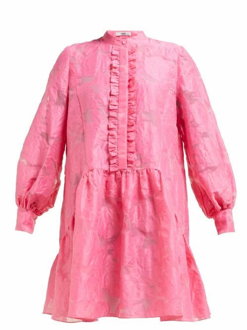 Erdem - Quentin Fil-coupé Silk Dress - Womens - Pink
