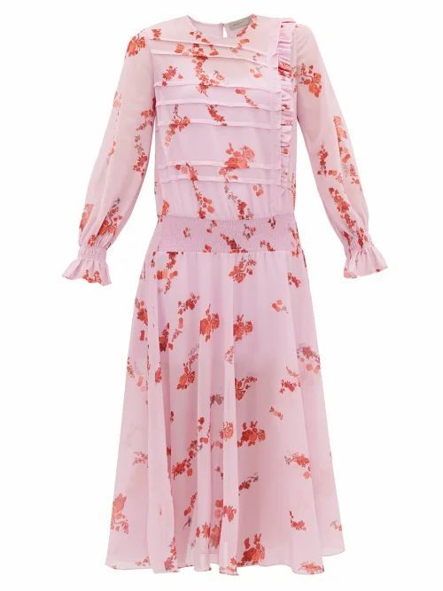 Preen Line - Gilda Shirred Floral-print Crepe Dress - Womens - Pink Multi