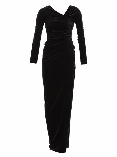 Alexandre Vauthier - Wrap-effect Velvet Gown - Womens - Black