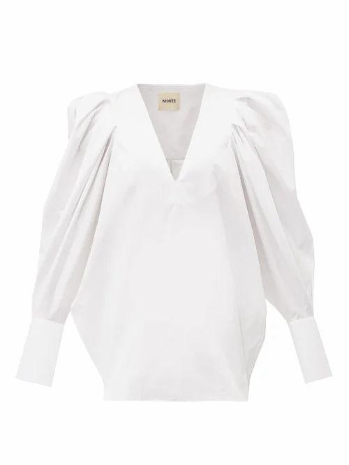 Khaite - Connie Puff-sleeve Cotton Top - Womens - White