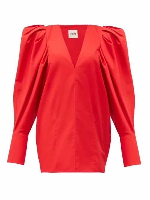 Khaite - Connie Puff-sleeve Cotton Top - Womens - Red