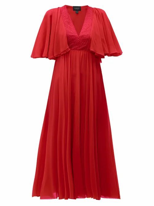 Giambattista Valli - Butterfly-sleeve Silk-chiffon Midi Dress - Womens - Red