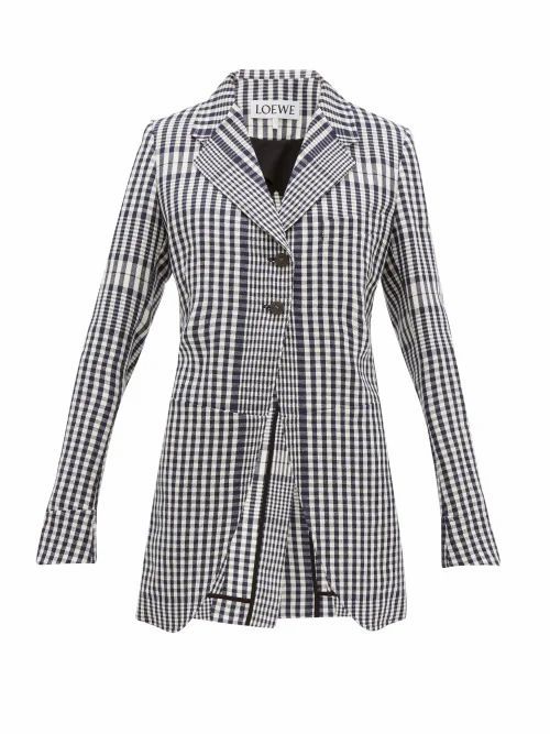 Loewe - Checked Single-breasted Canvas Jacket - Womens - Black White