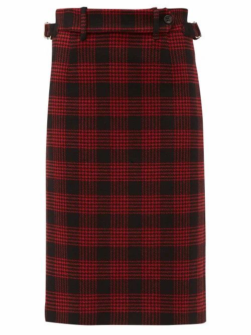 REDValentino - Prince Of Wales-checked Pencil Skirt - Womens - Black Red