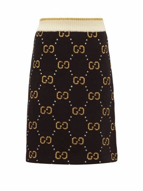 Gucci - GG-jacquard Wool-blend Mini Skirt - Womens - Black Multi