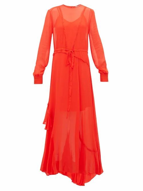 Preen Line - Brea Lace-trimmed Georgette Maxi Dress - Womens - Red