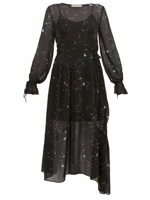 Preen Line - Rosalba Floral-print Georgette Midi Dress - Womens - Black Multi