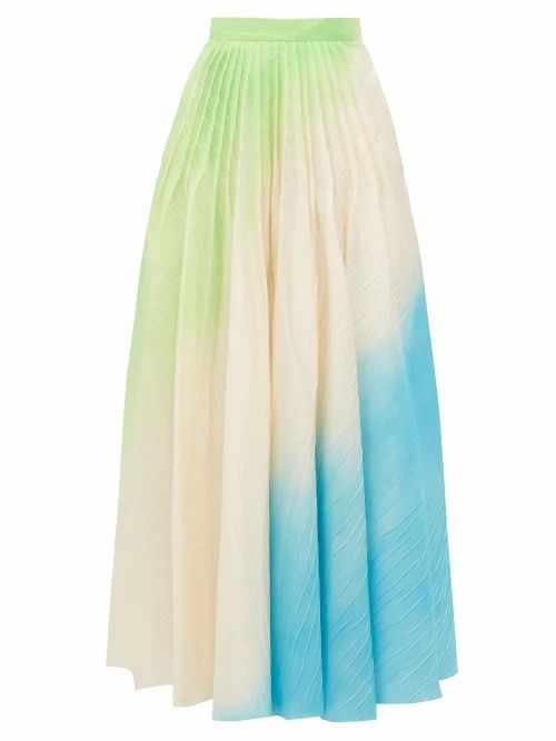 Roksanda - Ambra Hand-sprayed Ripple-textured Skirt - Womens - Green Multi