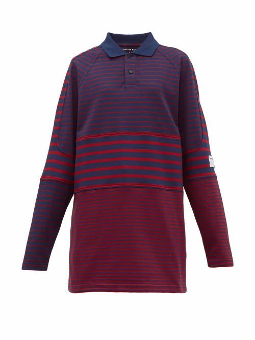 Martine Rose - Oversized Striped Cotton-piqué Polo Shirt - Womens - Navy Multi