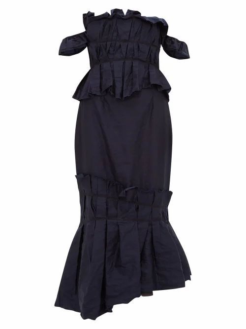 Brock Collection - Piermaria Ruched Chambray Dress - Womens - Navy
