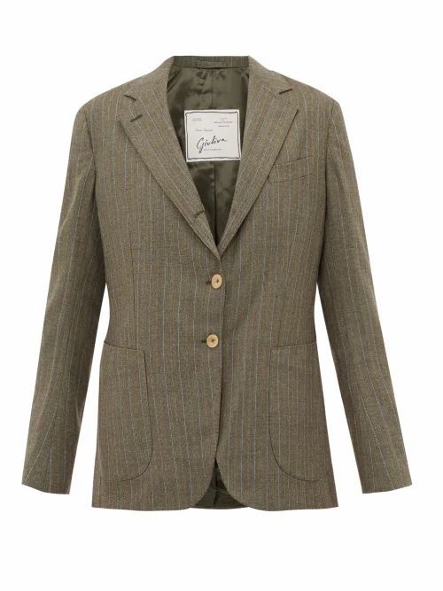 Giuliva Heritage Collection - The Andrea Pinstriped Single-breasted Wool Blazer - Womens - Grey Multi