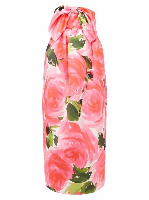 Richard Quinn - Floral-print Knotted-bow Duchess Satin Gown - Womens - Pink Multi