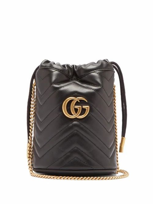 Gucci - GG Marmont Leather Bucket Bag - Womens - Black