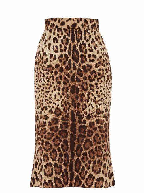 Dolce & Gabbana - Leopard-print Silk-blend Charmeuse Pencil Skirt - Womens - Leopard