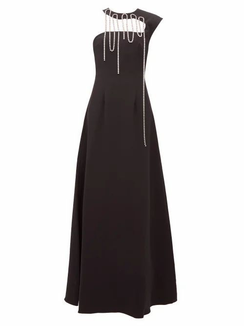 Christopher Kane - Crystal-tassel Corseted Crepe Gown - Womens - Black