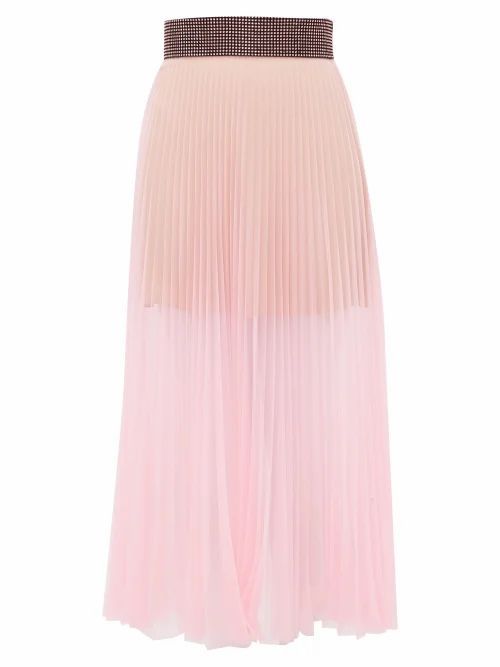Christopher Kane - Crystal-embellished Pleated Tulle Midi Skirt - Womens - Light Pink