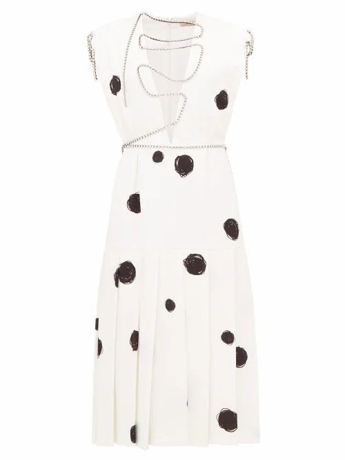 Christopher Kane - Polka-dot Squiggle-cupchain Crepe Midi Dress - Womens - White Black