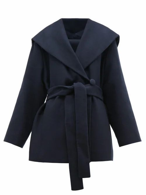 The Row - Reyna Double-breasted Cotton-blend Wrap Coat - Womens - Navy