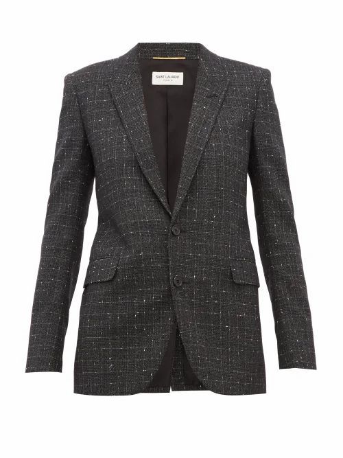 Saint Laurent - Checked Wool-blend Blazer - Womens - Grey