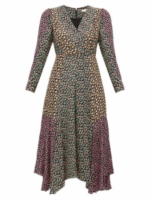 Rebecca Taylor - Louise Floral-print Georgette Midi Dress - Womens - Black Multi